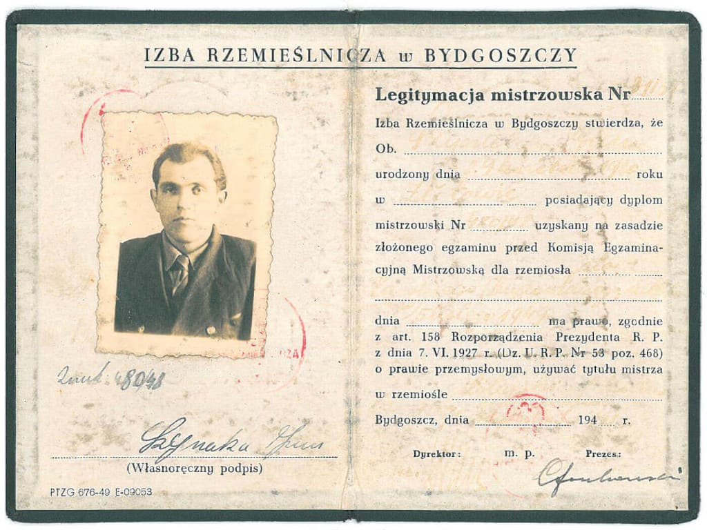 Legitymacja Mistrzowska Jan Szynaki seniora, 1948 r.