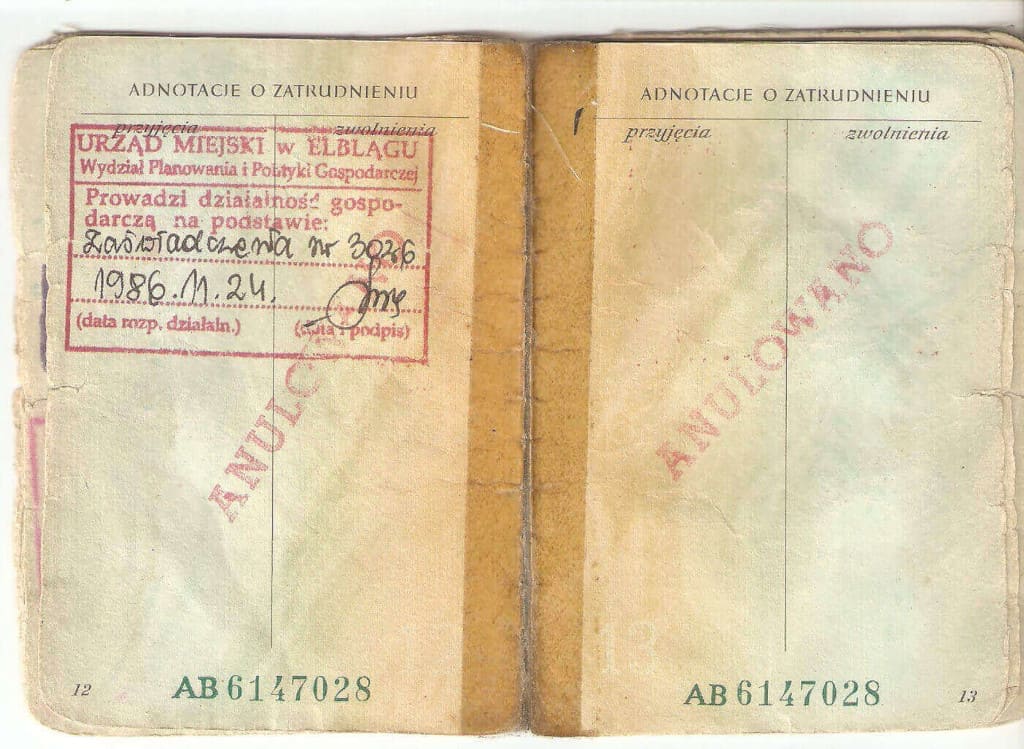 Strona z dowodu osobistego Leszka Wójcika – potwierdzenie prowadzenia działalności gospodarczej.