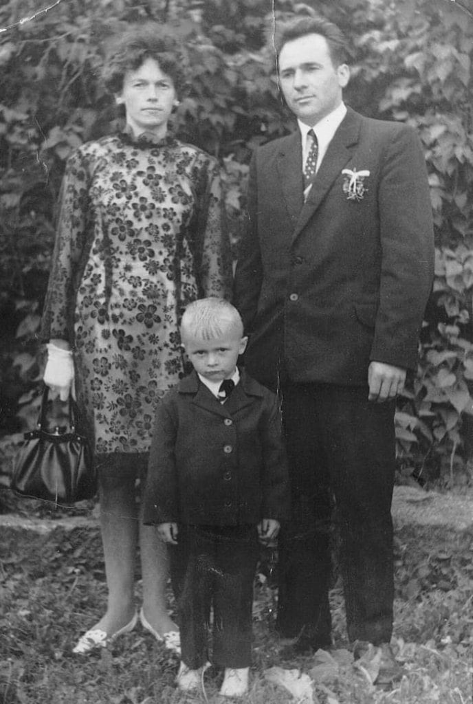 Marek Liberacki z rodzicami, 1970 r.