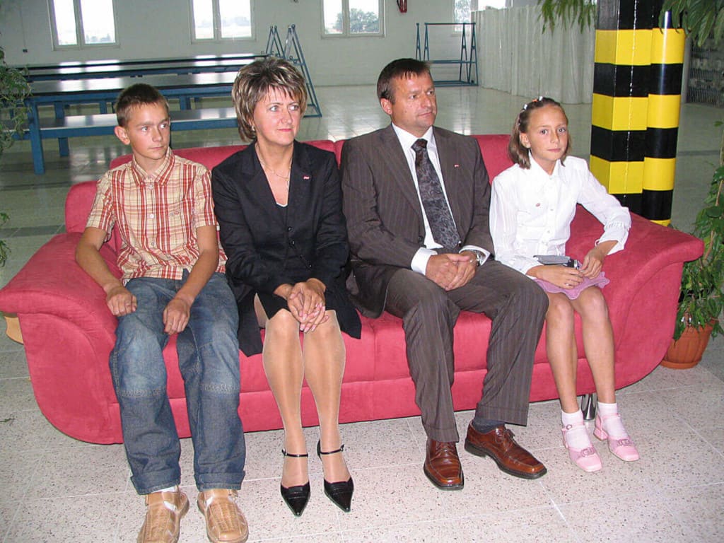 Rodzina Liberackich w komplecie. Od lewej: Paweł, Danuta, Marek i Iza Liberaccy, 2005 r.