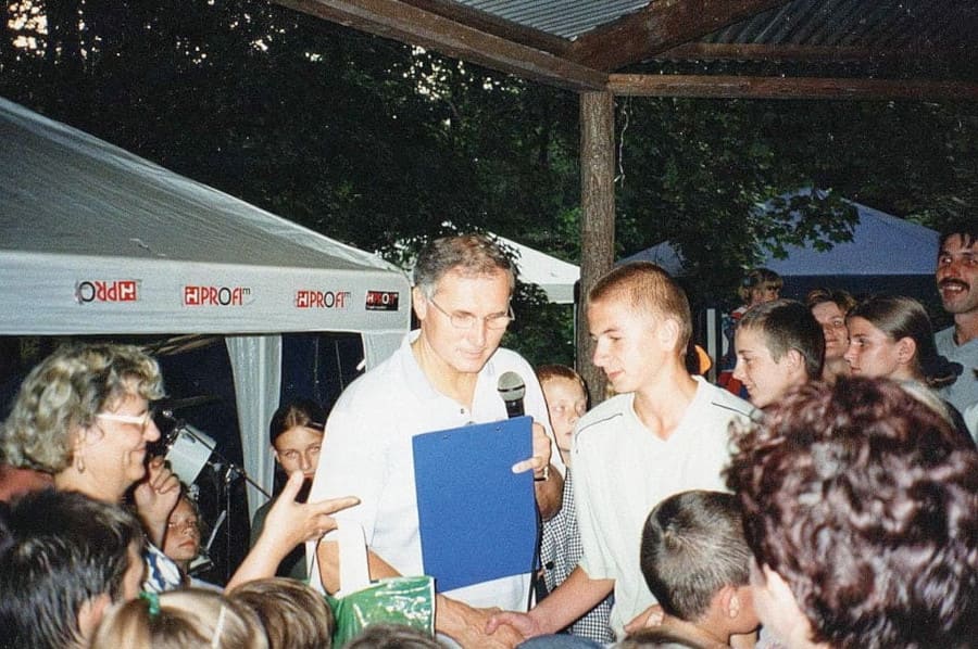 Ryszard Rychlik na pikniku rodzinnym Profim, 2001 r.