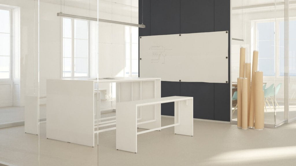 Kolekcja „Idea” od Maro. Stoły wysokie są idealnym rozwiązaniem na spotkania projektowe większej grupy.