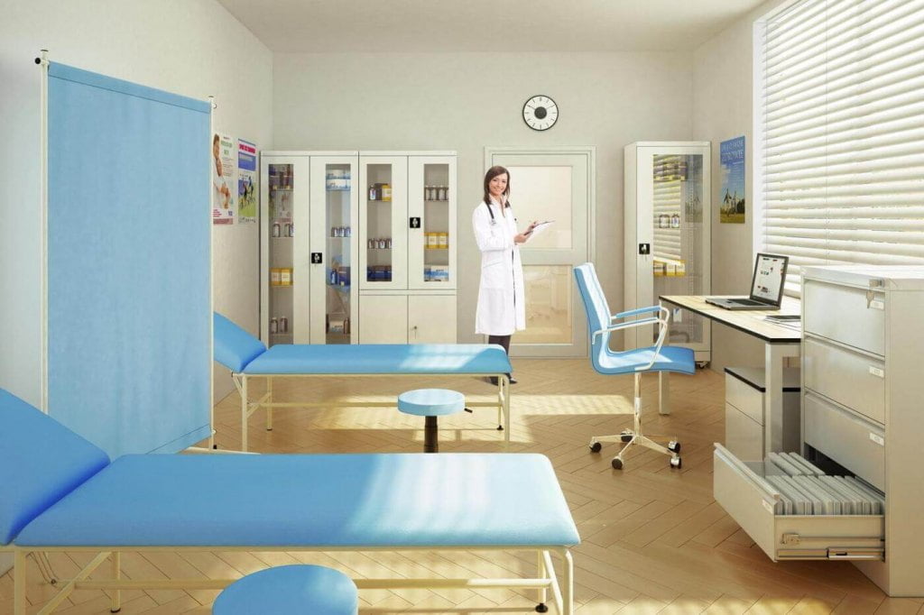 Szafy lekarskie firmy Malow stanowią doskonałe wyposażenie gabinetów lekarskich, punktów szczepień, stanowisk pielęgniarskich, sal chorych, szpitali, aptek i pozostałych pomieszczeń medycznych.