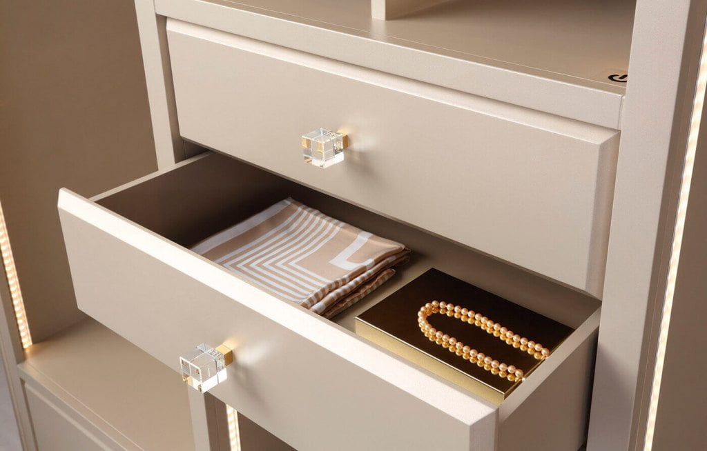 Garderoba „Vena” , proj. Magdalena Nowak-Trzęsiok, prod. Novelle Home Couture, wchodzi w skład najnowszego kostiumu meblowego Novelle, a cechuje ją współczesny minimalizm.