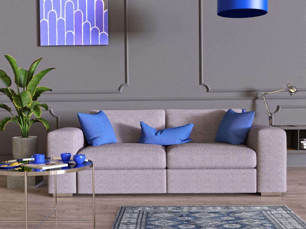 Dostępna w Galerii Wnętrz Domar sofa „Pinet” marki Livingroom. Ma szeroką gamę barw i struktur tkanin obiciowych – w tym ekologiczny materiał Regain produkowany na bazie nowoczesnej technologii pozwalającej na wykorzystanie recyklingowanego poliestru do wytworzenia z niego tkanin obiciowych. Fot. Galeria Wnętrz Domar/Livingroom.