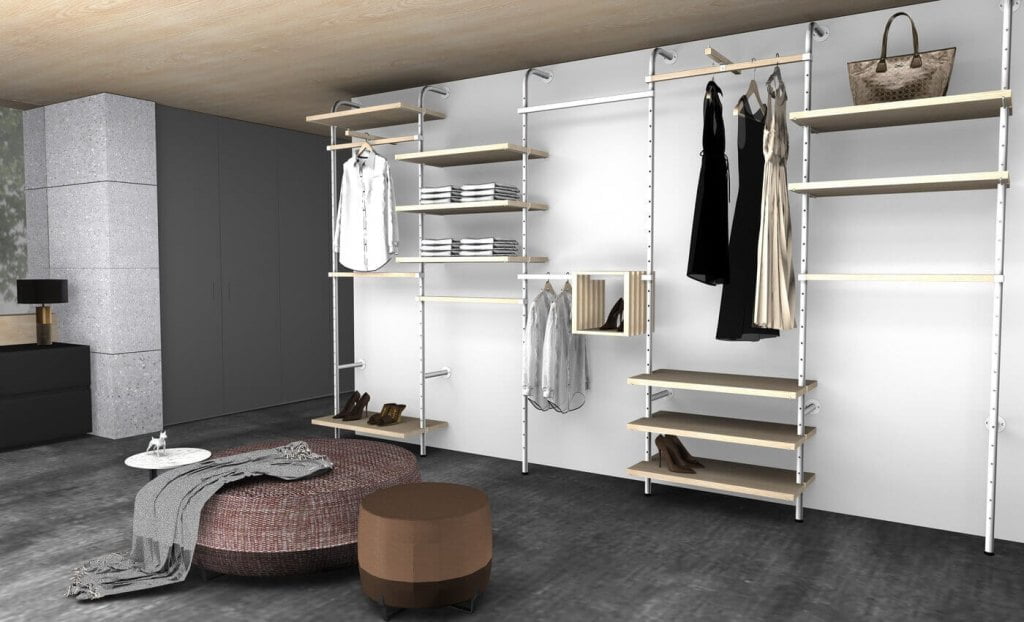 Garderoba „Avenir” oferowana przez ABM jest połączeniem metalu z drewnem.