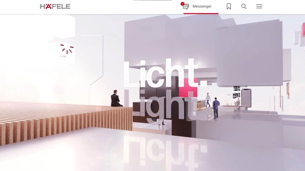 Hafele wirtualne stoisko na targach Interzum 2021 - strefa światło - miesięcznik i portal informacyjny branży meblarskiej biznes.meble.pl