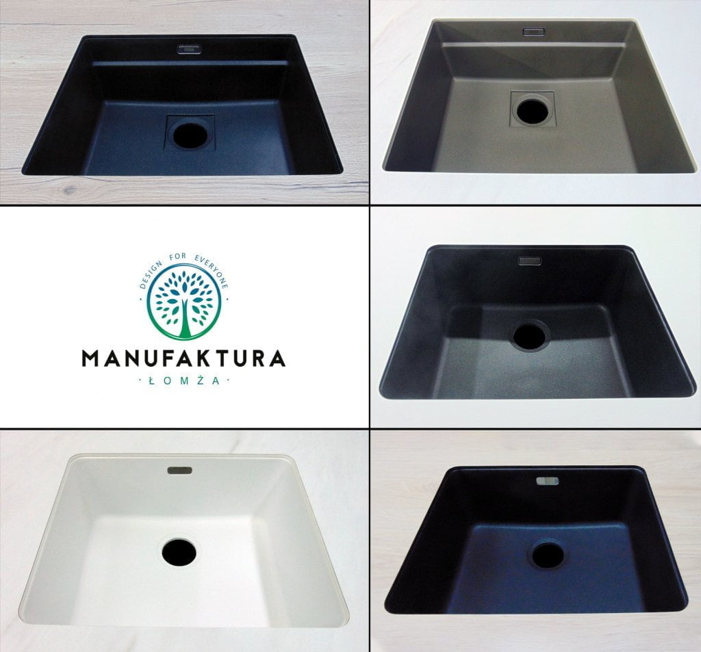 Dostępne kolory zlewozmywaków podwieszanych SINK MF montowanych w blacie wiórowym - Manufaktura Łomża - Zlewozmywaki podwieszane SINK MF montowane w blacie wiórowym
