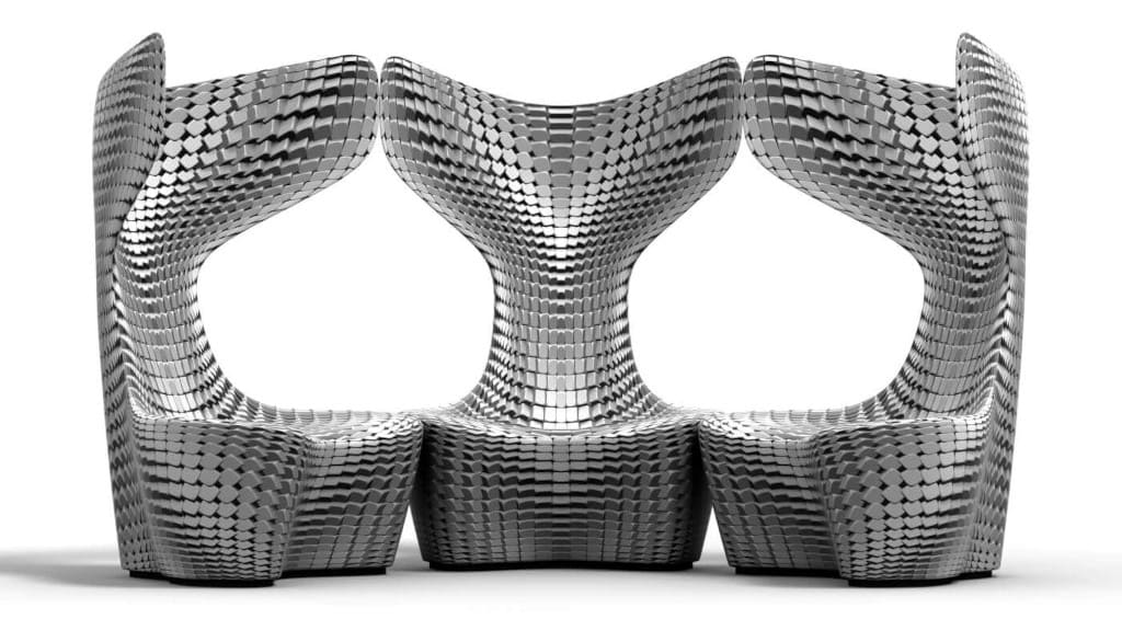 Fotel „Drum” dla Cappellini, wersja z tapicerką 3D.