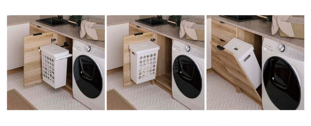 Rejs - kosz na pranie w meblach łazienkowych wiszący na froncie - miesięcznik i portal informacyjny branży meblarskiej biznes.meble.pl