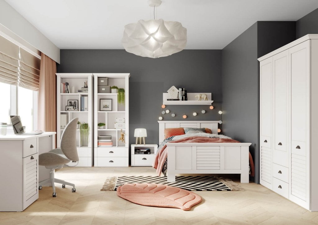 Funkcjonalność znajdziemy w nawiązującej do stylu prowansalskiego kolekcji „Marida” Forte, z charakterystycznymi frontami przypominającymi drewniane żaluzje.