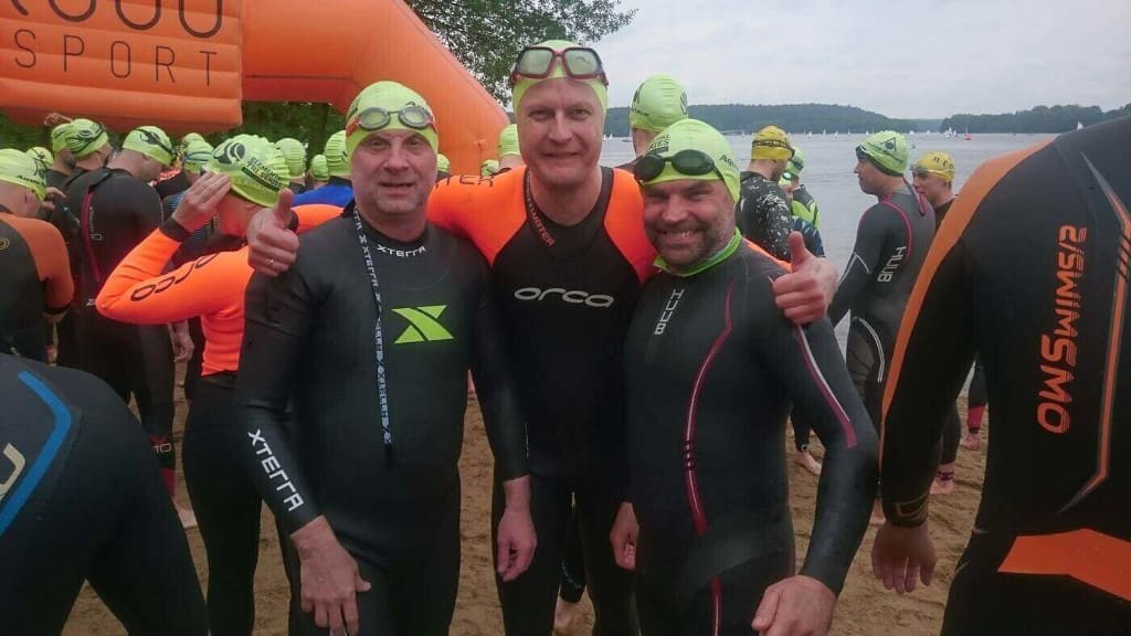 Chwilę przed startem w triatlonie, Olsztyn, maj 2019 r.