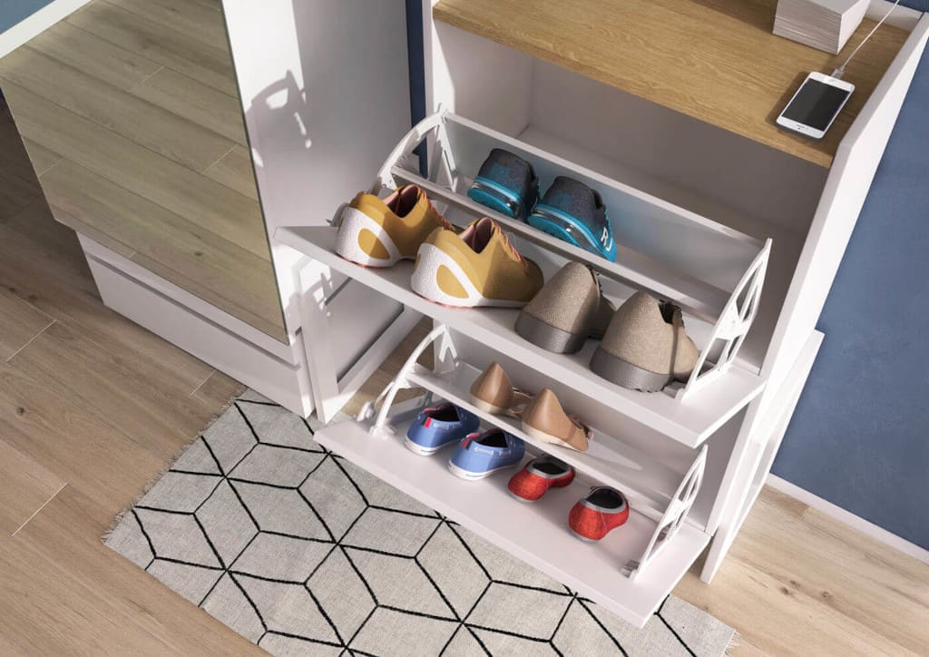 Szafka na buty CR-03 „Claro” Dig-Net Lenart ma dwie pojemne komory, w których naprawdę dużo się zmieści.