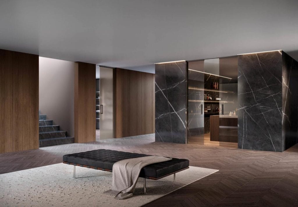 Kolor roku 2025 Pantone. Boazeria Rovere Cenere, Salon Remos Exclusive Doors, Galeria Wnętrz DOMAR.