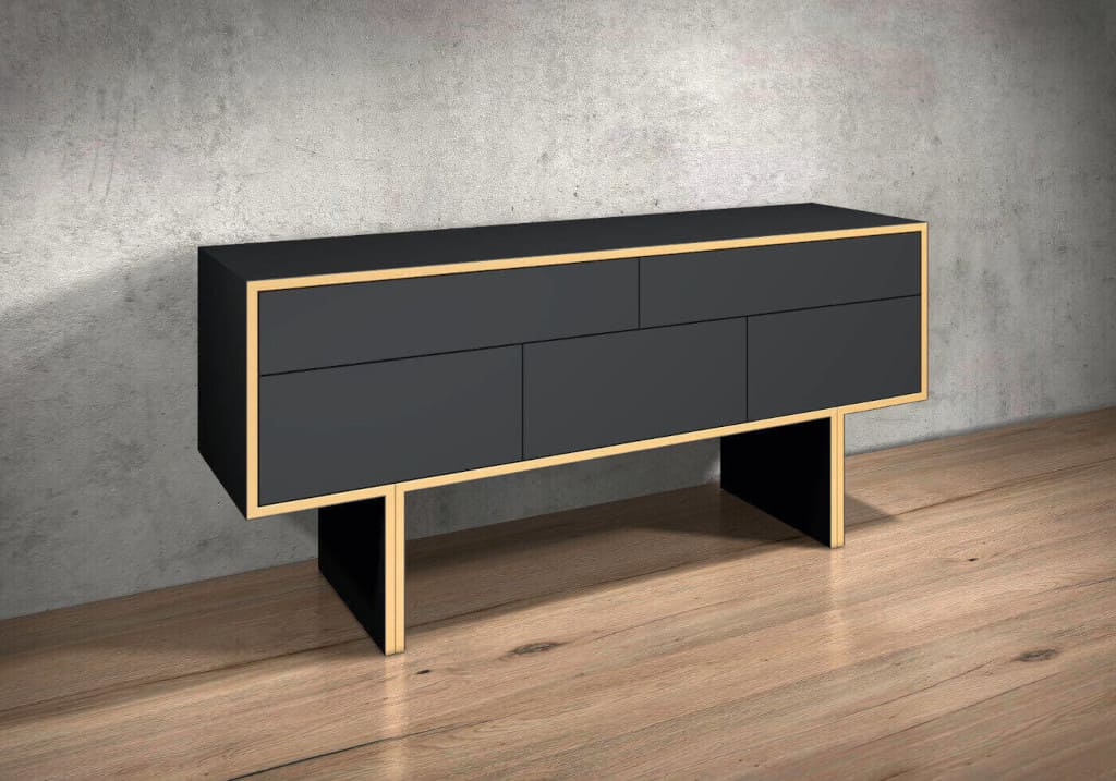 Obrzeża „Doppia” Egger, tutaj w dekorze F8982 AC Doppia czarno-złota, zdobyły „Specjalne Wyróżnienie” podczas German Design Award 2017.