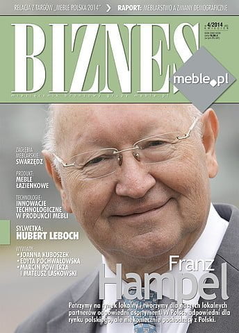 Okładka miesięcznika BIZNES.meble.pl - wydanie kwiecień 2014. Na okładce: Franz Hampel, prezes zarządu Garant-Möbel Holding International