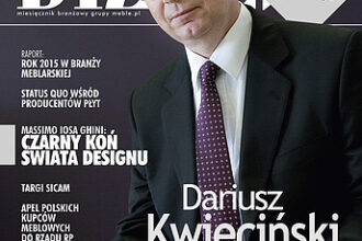 Okładka miesięcznika BIZNES.meble.pl grudzień 2015. Na okładce: Dariusz Kwieciński, prezes Zarządu Malborskich Zakładów Chemicznych Organika