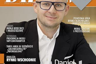 Okładka miesięcznika BIZNES.meble.pl - wydanie maj 2014. Na okładce: Daniel Mzyk, Prezes Zarządu firmy Paged Meble