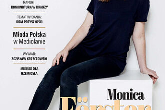 Okładka miesięcznika BIZNES.meble.pl wrzesień 2019,Na okładce: Monica Förster. Fot. Camilla Lindqvist