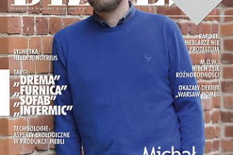 Okładka miesięcznika BIZNES.meble.pl - wydanie listopad 2016. Na okładce: Michał Piernikowski, dyrektor Łódź Design Festival. Fot. Tomasz Markowski.
