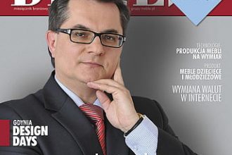 Okładka miesięcznika BIZNES.meble.pl - wydanie sierpień-wrzesień 2012. Na okładce: Leszek Raniewicz, prezes Zarządu firmy Amann