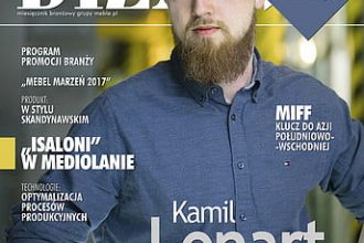 Okładka miesięcznika BIZNES.meble.pl maj 2017. Na okładce: Kamil Lenart, dyrektor zarządzający w firmie Lenart, fot. Tomasz Markowski.