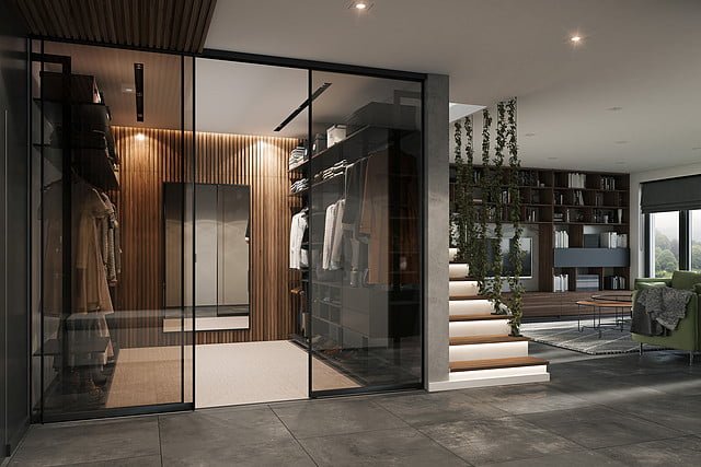 Garderoba typu walk-in.