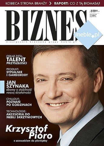 Okładka miesięcznika BIZNES.meble.pl - wydanie luty 2011. Na okładce: Krzysztof Pióro, prezes Zarządu firmy Gamet. Fot. Gamet.