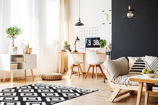 WNętrze z wykorzystanie mebli w stylu skandynawskim