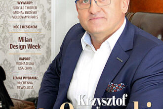 Okładka miesięcznika BIZNES.meble.pl sierpień 2019. Na okładce: Krzysztof Ornowski, prezes ORiSTO.