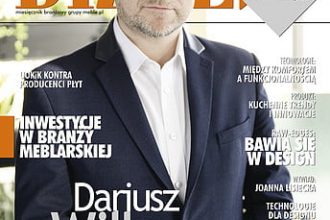 Okładka miesięcznika BIZNES.meble.pl - wydanie luty 2018. Na okładce: Dariusz Wilk, prezes Zarządu firmy Bejot.
