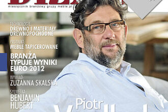 Okładka miesięcznika BIZNES.meble.pl - wydanie czerwiec-lipiec 2012. Na okładce: Piotr Voelkel, współwłaściciel Grupy Kapitałowej Vox Meble VOX