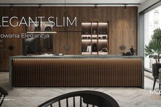 Brązowa kuchnia w stylu nowoczesnym z wykorzystaniem Pfleiderer Mood Stories