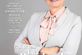 Okładka miesięcznika BIZNES.meble.pl - wydanie listopad 2021. Na okładce: Prof. dr hab. Ewa Ratajczak, przewodnicząca Rady Instytutu Łukasiewicz – Instytut Technologii Drewna.