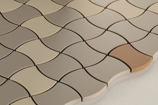 Płytka ceramiczna „Modernizm”, proj. zespół projektowy Ceramiki Paradyż, Maja Ganszyniec i Paradyż Ceramics design team, prod. Ceramika Paradyż.