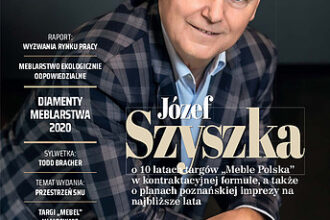 Okładka miesięcznika BIZNES.meble.pl - wydanie styczeń 2020. Na okładce: Józef Szyszka, dyrektor targów „Meble Polska” Fot. Tomasz Markowski