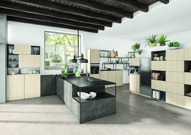 Modny, matowy kuchenny design z cienkimi blatami roboczymi PerfectSense Topmatt w roli głównej. Fot. EGGER