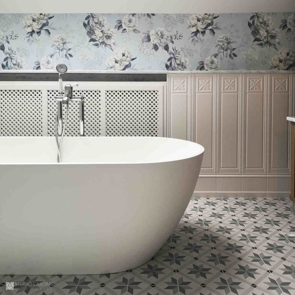 Łazienka w domu pod Warszawą, powierzchnia domu 250 m2, realizacja z 2020 r.