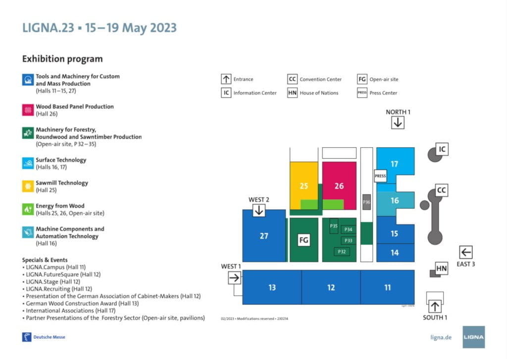 Targi LIGNA Hannover - plan hal targowych 2023.