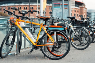 Parked bicycles in Barcelona, Spain