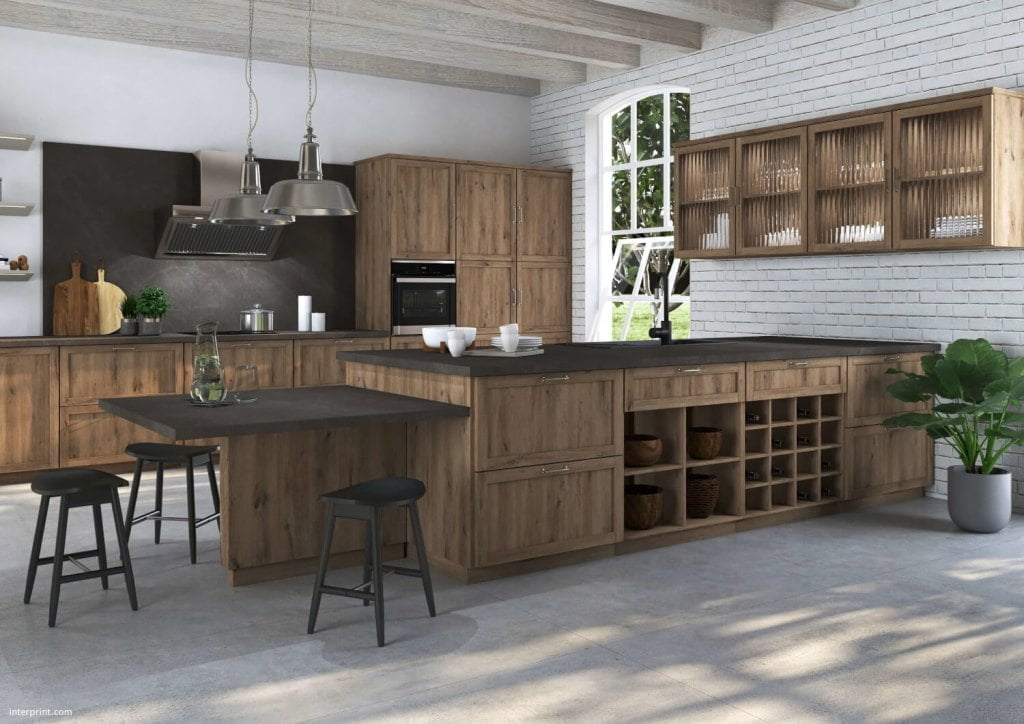 Decor Carva firmy Interprint w ciemnobrązowym kolorze wizualizacja w kuchni - miesięcznik i portal informacyjny branży meblarskiej biznes.meble.pl
