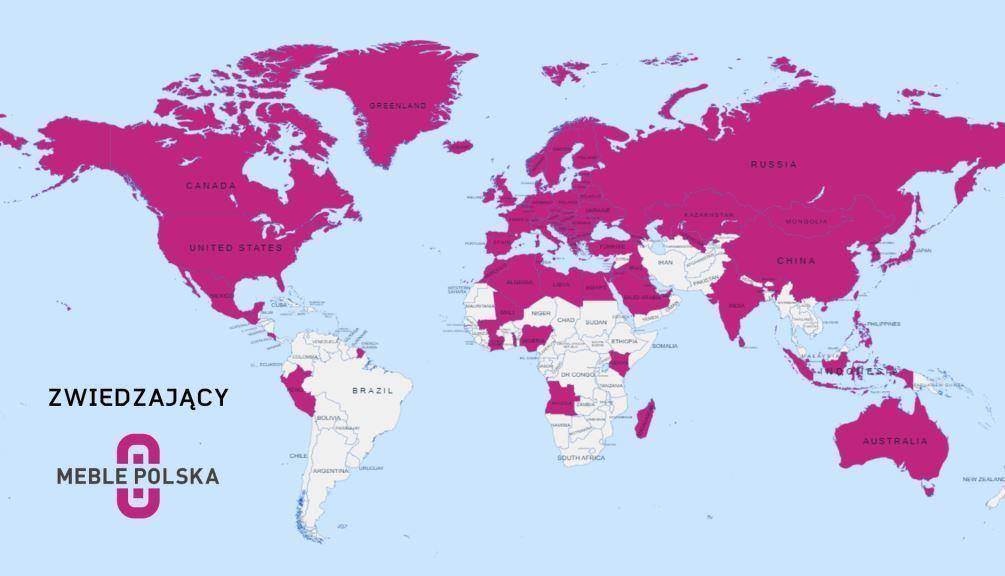 Kraje, z których pochodzą kupcy meblowi, zwiedzający MEBLE POLSKA.