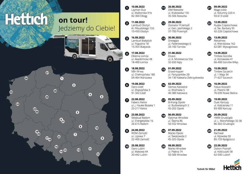 Hettich on Tour mapa.