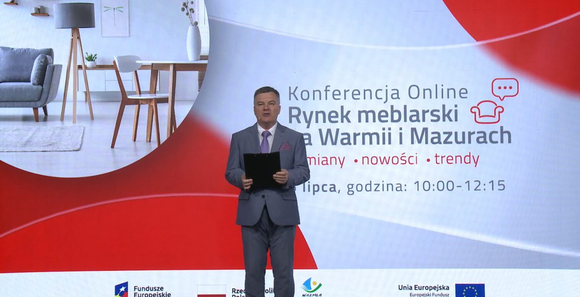 Jerzy Osika moderuje konferencję meblarską online Rynek meblarski na Warmii i Mazurach