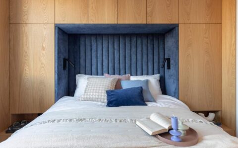 Kolory we wnętrzach 2024 - sypialnia, proj. Szydlik Wnętrza.