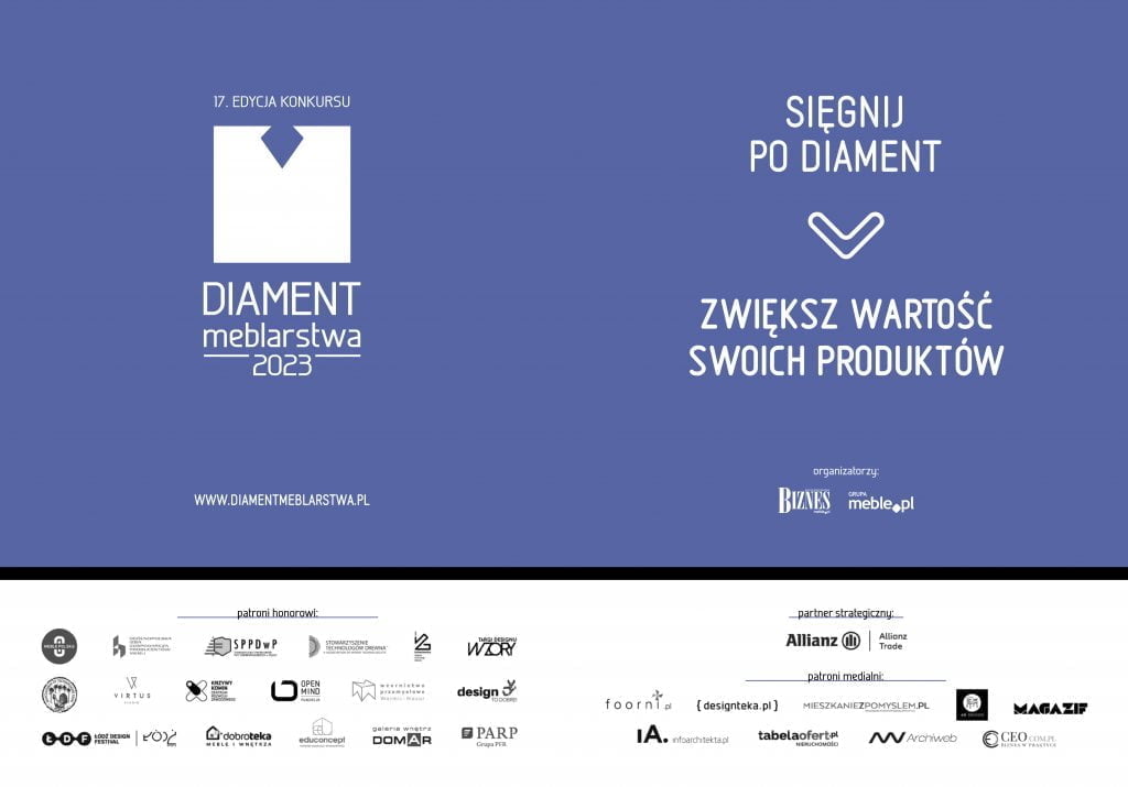 Diament Meblarstwa 2023 reklama z patronami