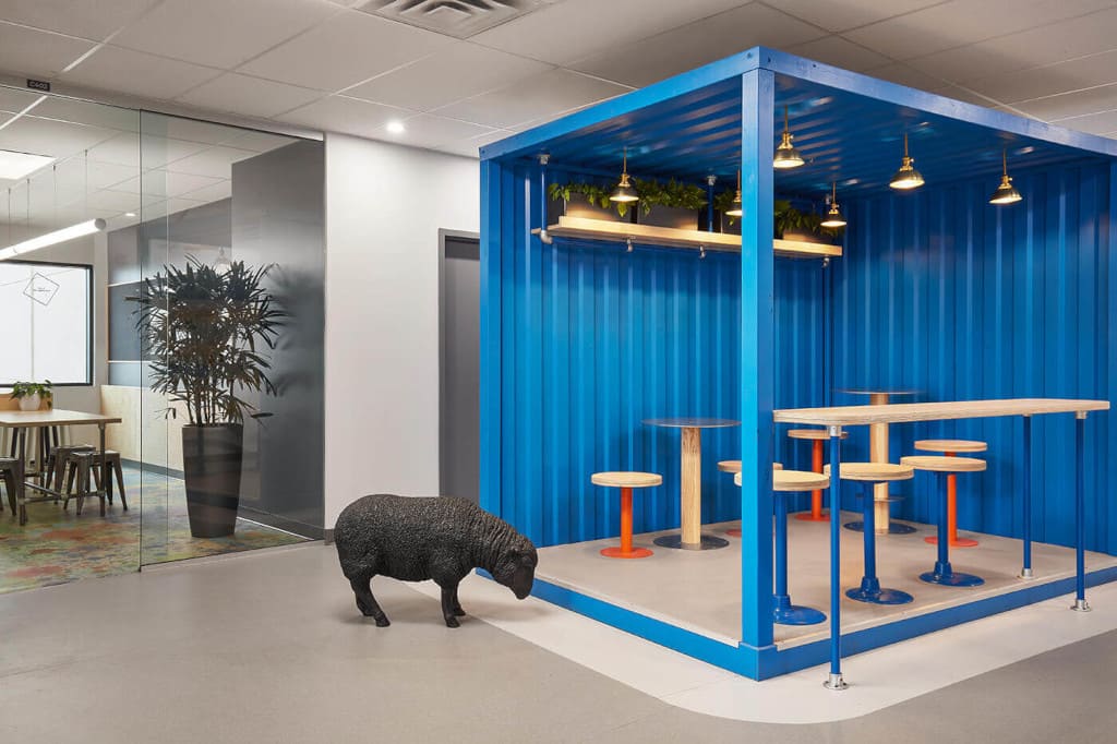 Już od wejścia do budynku Collège Sainte-Anne projekt nadaje ton osobowości szkoły i uosabia dynamiczną, innowacyjną i przyjazną energię.