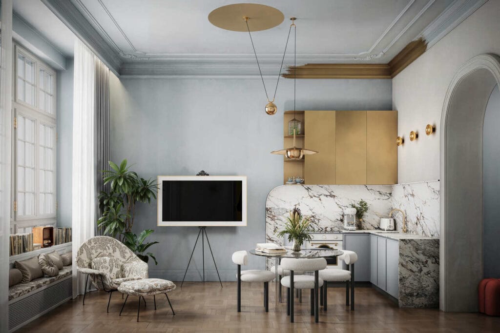 Wnętrze w stylu modern classic, proj. Hanna Pietras.