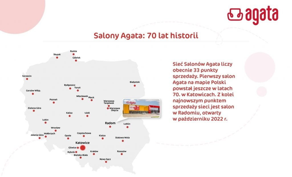 Mapa sklepów Agata Meble.