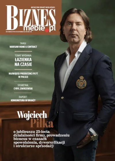 Okładka miesięcznika BIZNES.meble.pl - wydanie grudzień 2022. Na okładce Wojciech Piłka, prezes GTV Poland.